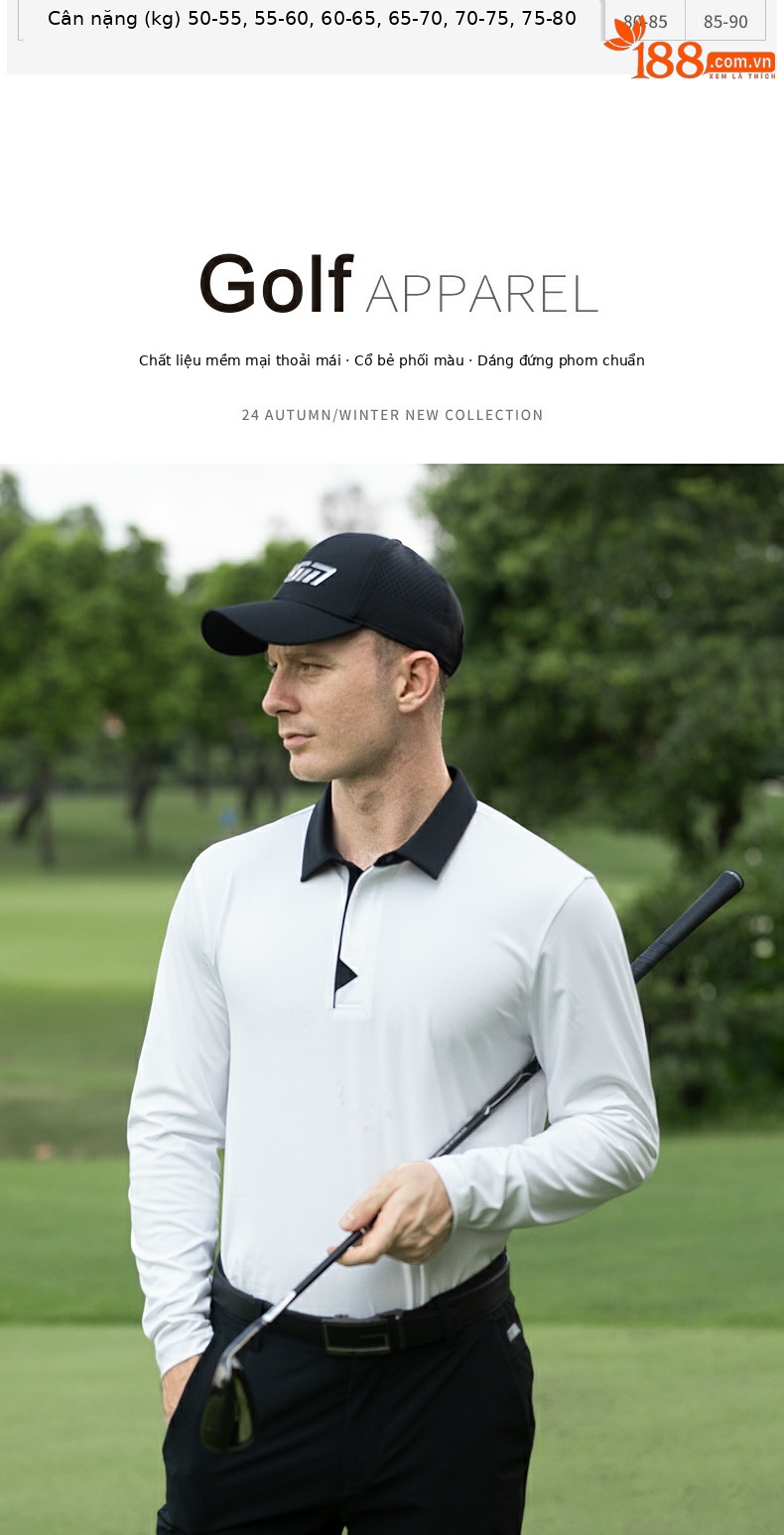 Áo thun golf nam dài tay cổ bẻ PGM thoáng khí mềm mại — YF745-Áo đen [mềm mại và thoải mái/thiết kế phối màu], YF745-Áo trắng [mềm mại và thoải mái/thiết kế phối màu], YF745-Áo màu xanh nhạt [mềm mại và thoải mái/thiết kế phối màu] chi tiết 1