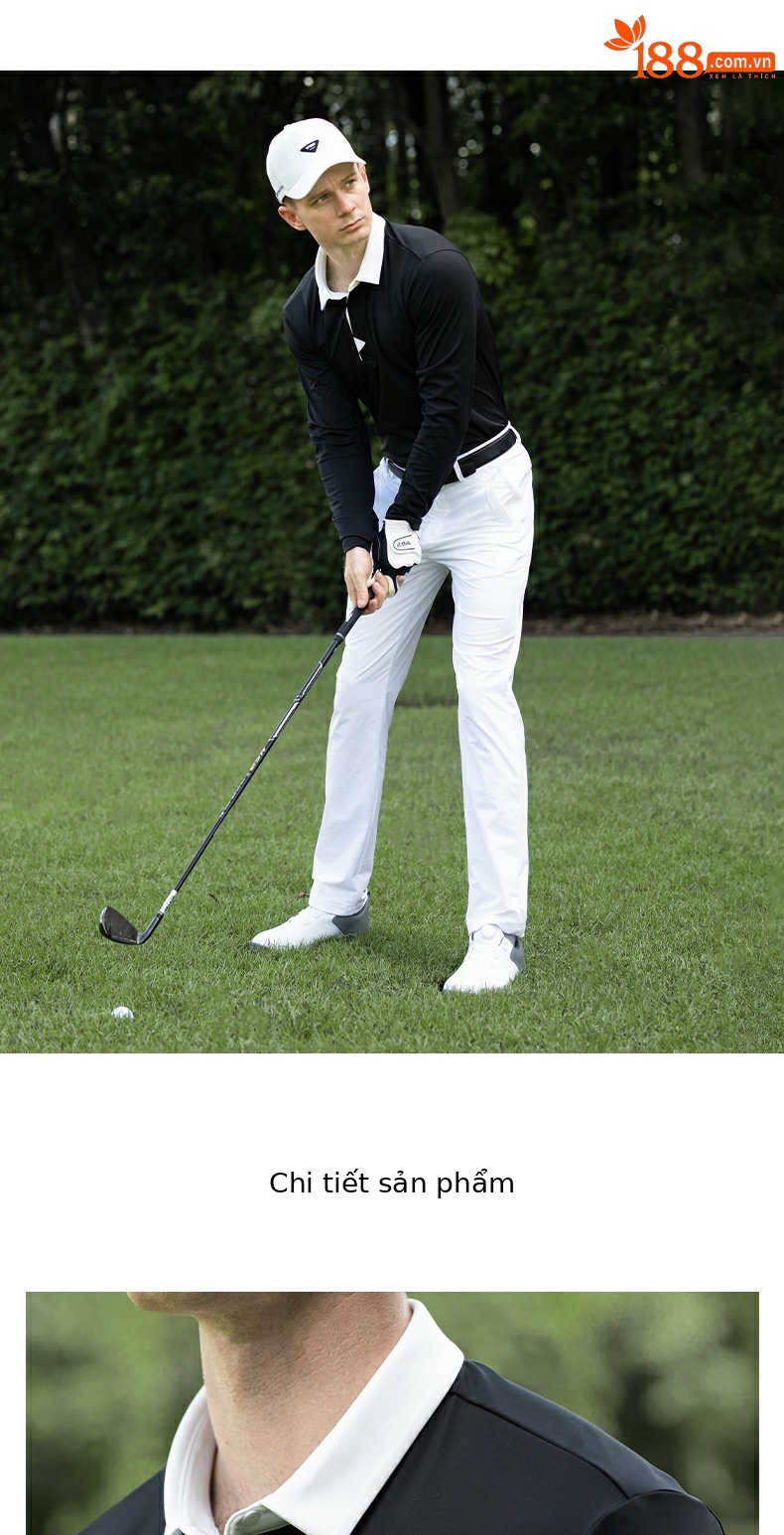 Áo thun golf nam dài tay cổ bẻ PGM thoáng khí mềm mại — YF745-Áo đen [mềm mại và thoải mái/thiết kế phối màu], YF745-Áo trắng [mềm mại và thoải mái/thiết kế phối màu], YF745-Áo màu xanh nhạt [mềm mại và thoải mái/thiết kế phối màu] chi tiết 11