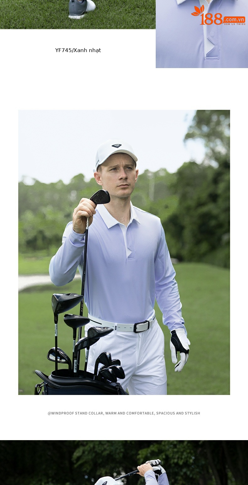 Áo thun golf nam dài tay cổ bẻ PGM thoáng khí mềm mại — YF745-Áo đen [mềm mại và thoải mái/thiết kế phối màu], YF745-Áo trắng [mềm mại và thoải mái/thiết kế phối màu], YF745-Áo màu xanh nhạt [mềm mại và thoải mái/thiết kế phối màu] chi tiết 14
