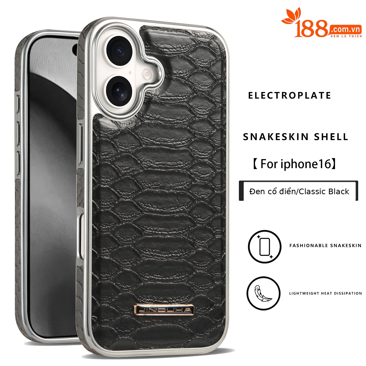 Ốp lưng iPhone 16/17 Pro Max họa tiết da rắn cao cấp, chống rơi toàn diện — màu đen, màu xanh, nâu nhạt, nâu sẫm chi tiết 13
