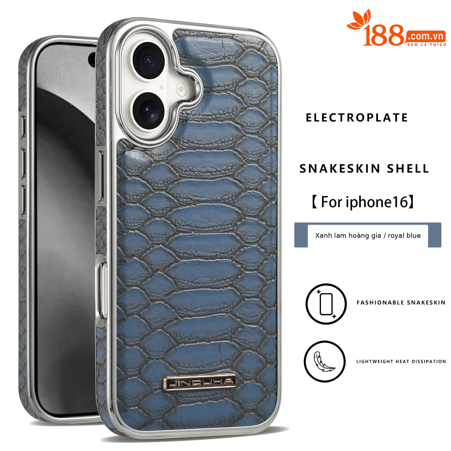 Ốp lưng iPhone 16/17 Pro Max họa tiết da rắn cao cấp, chống rơi toàn diện — màu đen, màu xanh, nâu nhạt, nâu sẫm chi tiết 14