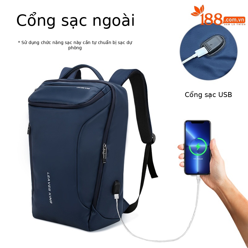 Ba lô laptop nam chống thấm nước có cổng USB chống trộm