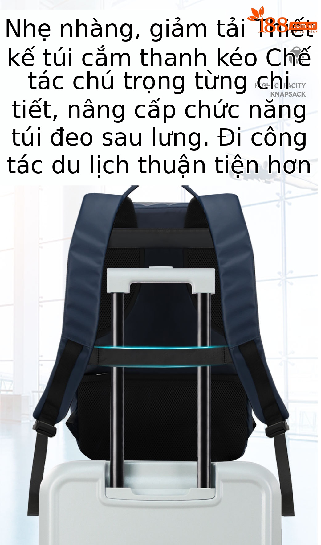 Ba lô laptop nam chống thấm nước có cổng USB chống trộm chi tiết 9