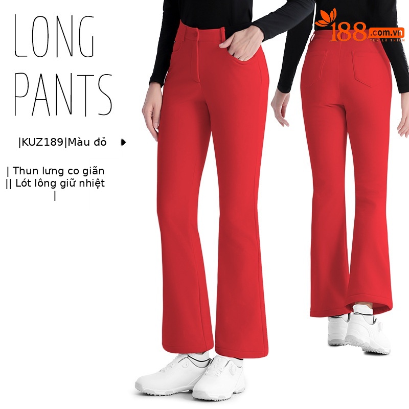 KUZ189 [cộng với nhung giữ ấm/thắt lưng co giãn/dài chân] quần dài màu đỏ