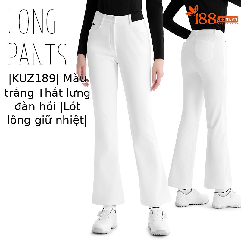 KUZ189 [cộng với nhung giữ ấm/thắt lưng co giãn/dài chân] quần dài màu trắng