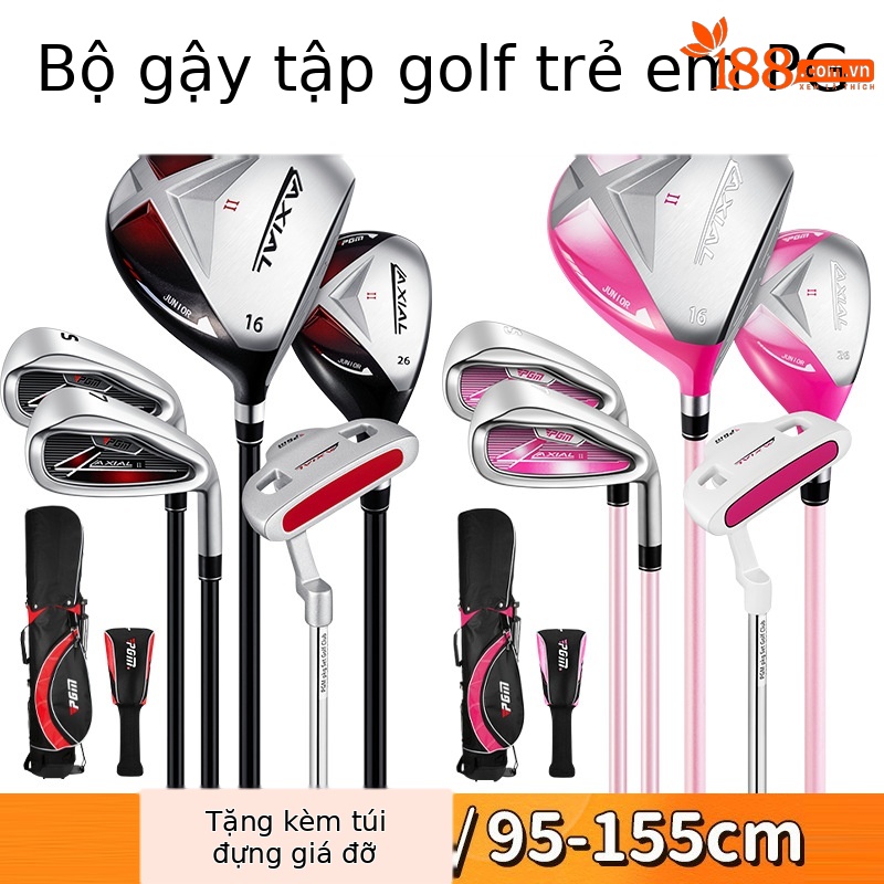 Bộ gậy golf trẻ em PGM AXIAL 5 gậy kèm túi đựng, phù hợp chiều cao 95–155 cm — Gói 5 giá đỡ JRTG015(95-115cm) màu đen và đỏ, Gói 5 giá đỡ JRTG015(115-135cm) màu đen và đỏ, Gói 5 giá đỡ JRTG015(135-155cm) màu đỏ đen, Gói 5 giá đỡ JRTG015(95-115cm) màu đỏ hồng