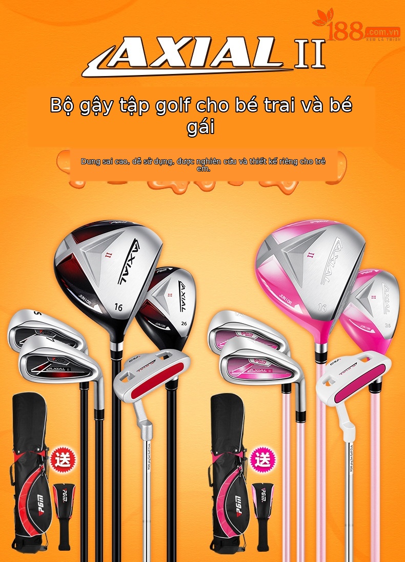 Bộ gậy golf trẻ em PGM AXIAL 5 gậy kèm túi đựng, phù hợp chiều cao 95–155 cm — Gói 5 giá đỡ JRTG015(95-115cm) màu đen và đỏ, Gói 5 giá đỡ JRTG015(115-135cm) màu đen và đỏ, Gói 5 giá đỡ JRTG015(135-155cm) màu đỏ đen, Gói 5 giá đỡ JRTG015(95-115cm) màu đỏ hồng chi tiết 4
