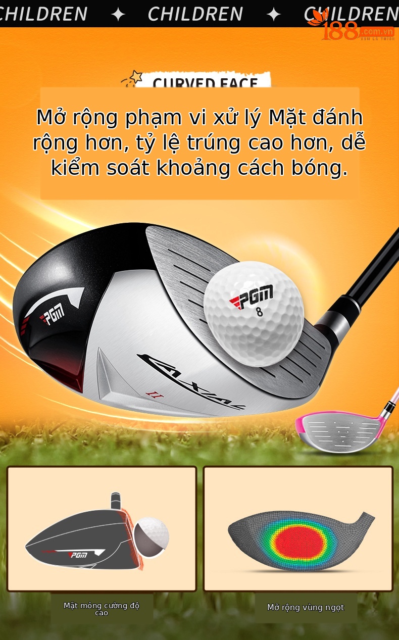Bộ gậy golf trẻ em PGM AXIAL 5 gậy kèm túi đựng, phù hợp chiều cao 95–155 cm — Gói 5 giá đỡ JRTG015(95-115cm) màu đen và đỏ, Gói 5 giá đỡ JRTG015(115-135cm) màu đen và đỏ, Gói 5 giá đỡ JRTG015(135-155cm) màu đỏ đen, Gói 5 giá đỡ JRTG015(95-115cm) màu đỏ hồng chi tiết 6