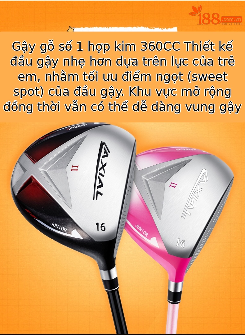 Gậy golf số 1 bằng gỗ cho trẻ em PGM AXIAL 360CC — Gỗ số 1 màu đỏ đen [cao 95-115cm], Gỗ số 1 màu đỏ đen [cao 115-135cm], Gỗ số 1 màu đỏ đen [cao 135-155cm], Thanh sắt đỏ đen [cao 95-115cm] chi tiết 2
