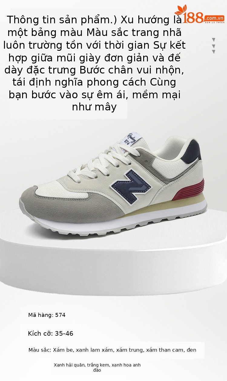 Giày sneaker chạy bộ nữ mesh thoáng khí phong cách cổ điển — 574 xanh hải quân chi tiết 4