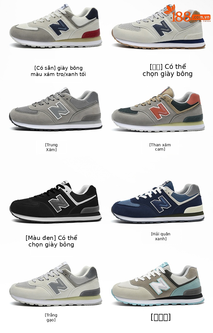 Giày sneaker chạy bộ nữ mesh thoáng khí phong cách cổ điển — 574 xanh hải quân chi tiết 5