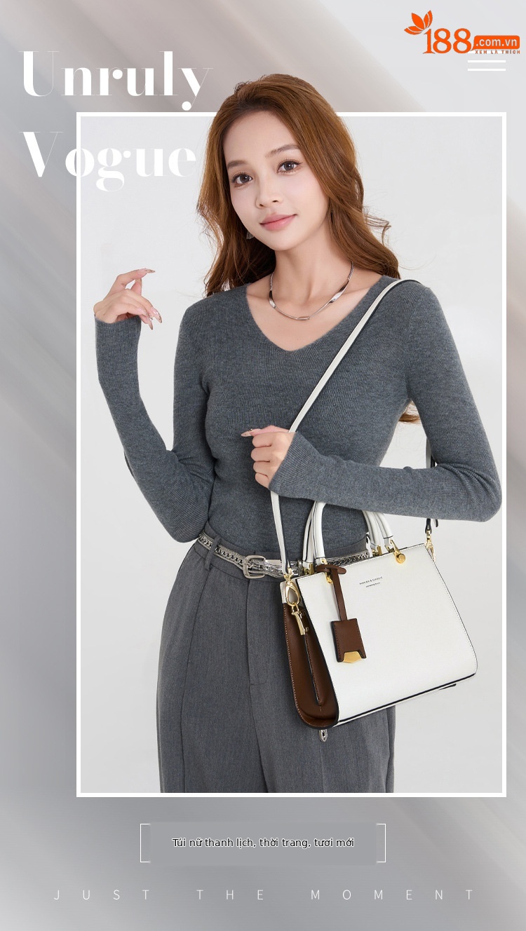 Túi đeo chéo nữ da thật phong cách Lady Dior, thiết kế quai xách tay và đeo chéo, dung tích lớn, kiểu dáng thời trang thu đông — Màu trắng be chi tiết 1