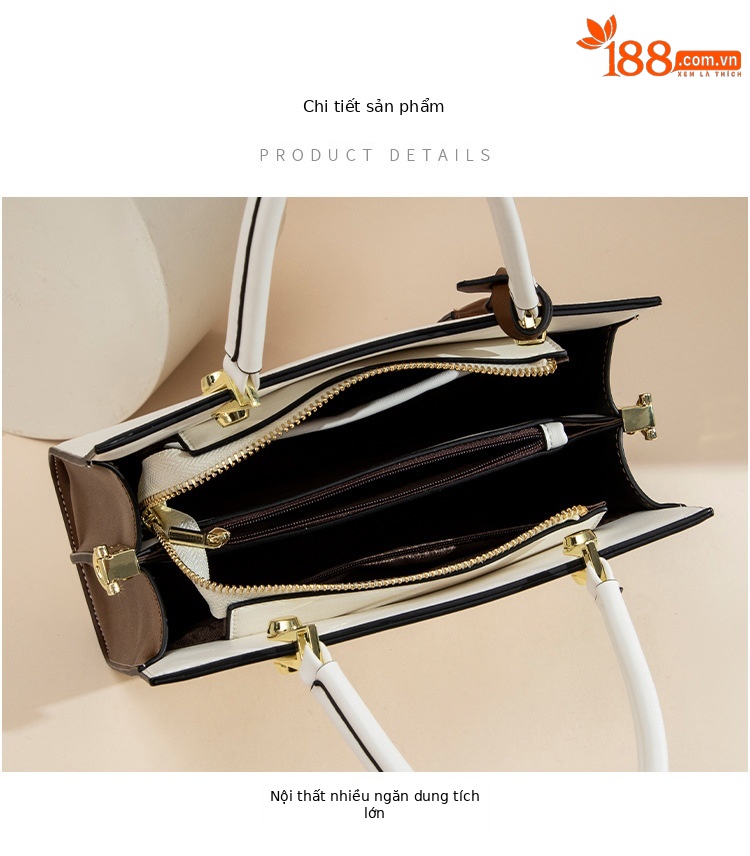 Túi đeo chéo nữ da thật phong cách Lady Dior, thiết kế quai xách tay và đeo chéo, dung tích lớn, kiểu dáng thời trang thu đông — Màu trắng be chi tiết 22