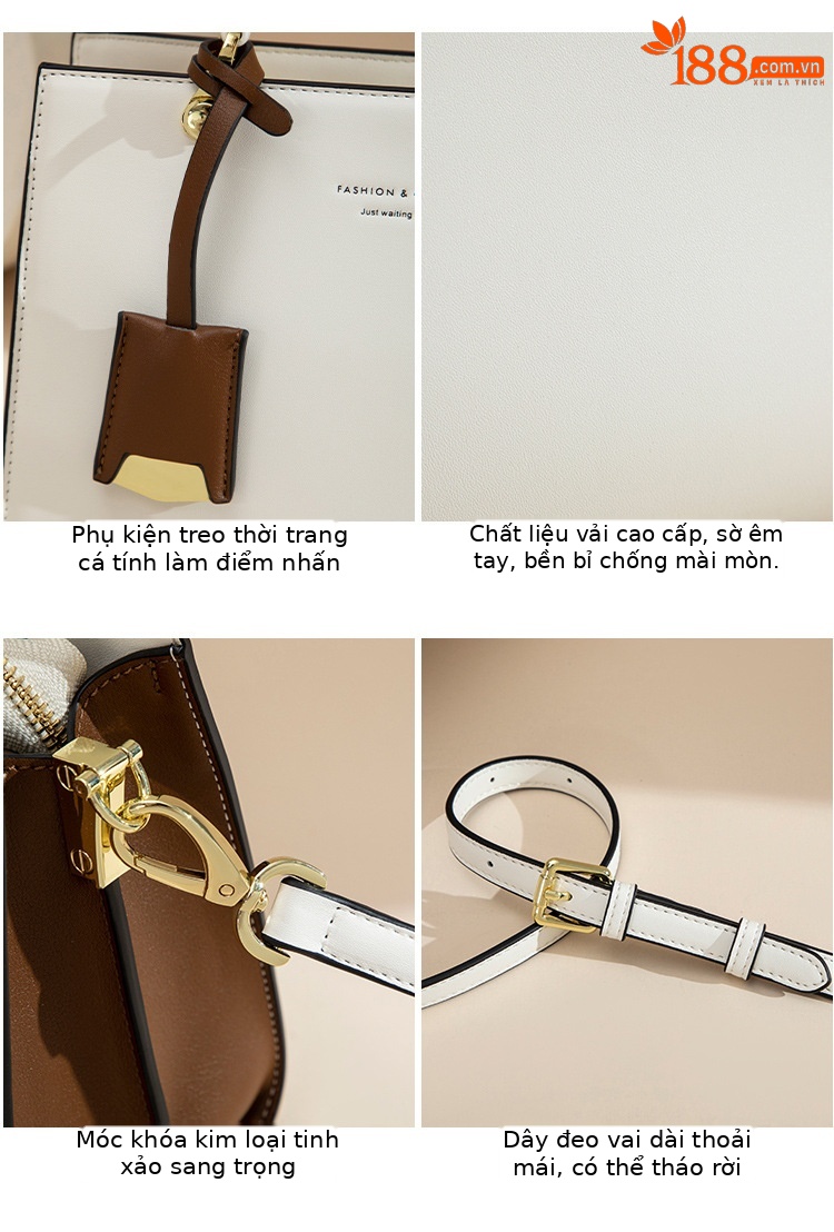 Túi đeo chéo nữ da thật phong cách Lady Dior, thiết kế quai xách tay và đeo chéo, dung tích lớn, kiểu dáng thời trang thu đông — Màu trắng be chi tiết 23