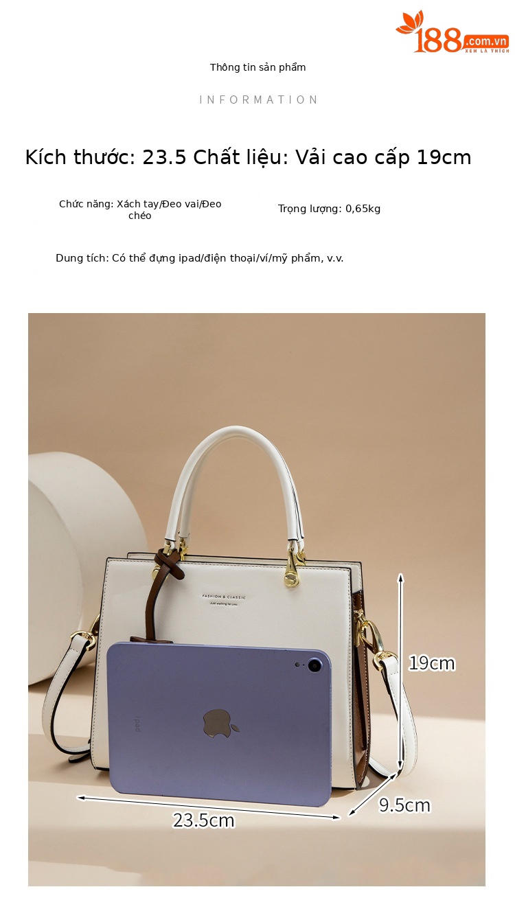 Túi đeo chéo nữ da thật phong cách Lady Dior, thiết kế quai xách tay và đeo chéo, dung tích lớn, kiểu dáng thời trang thu đông — Màu trắng be chi tiết 6