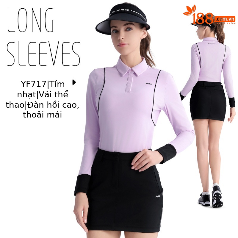 YF717 [vải thể thao/độ đàn hồi cao] áo dài tay màu tím nhạt