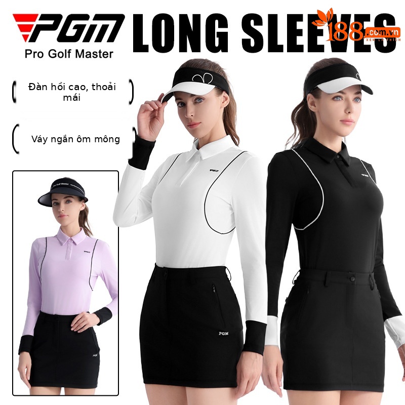 Áo thun dài tay golf nữ PGM vải thể thao co giãn cao — YF717 [vải thể thao/độ đàn hồi cao] áo dài tay màu đen, YF717 [vải thể thao/độ đàn hồi cao] áo dài tay màu trắng, YF717 [vải thể thao/độ đàn hồi cao] áo dài tay màu tím nhạt