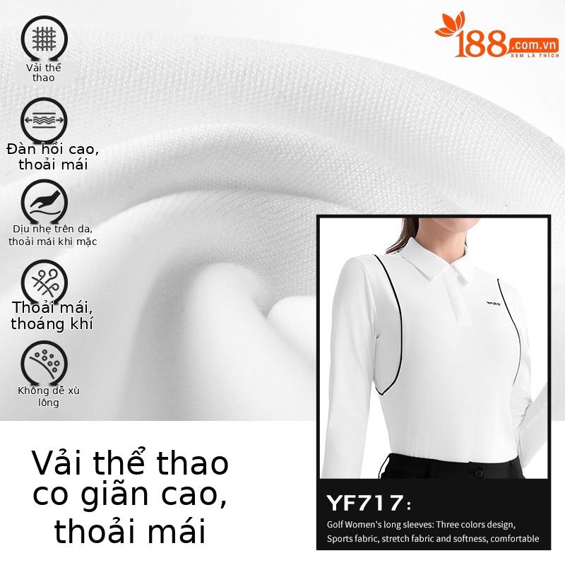 Áo thun dài tay golf nữ PGM vải thể thao co giãn cao — YF717 [vải thể thao/độ đàn hồi cao] áo dài tay màu đen, YF717 [vải thể thao/độ đàn hồi cao] áo dài tay màu trắng, YF717 [vải thể thao/độ đàn hồi cao] áo dài tay màu tím nhạt