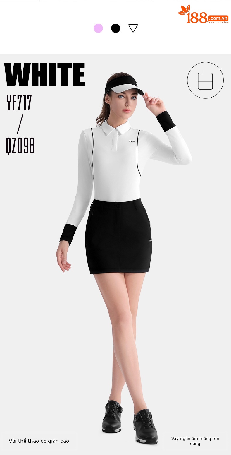 Áo thun dài tay golf nữ PGM vải thể thao co giãn cao — YF717 [vải thể thao/độ đàn hồi cao] áo dài tay màu đen, YF717 [vải thể thao/độ đàn hồi cao] áo dài tay màu trắng, YF717 [vải thể thao/độ đàn hồi cao] áo dài tay màu tím nhạt chi tiết 10
