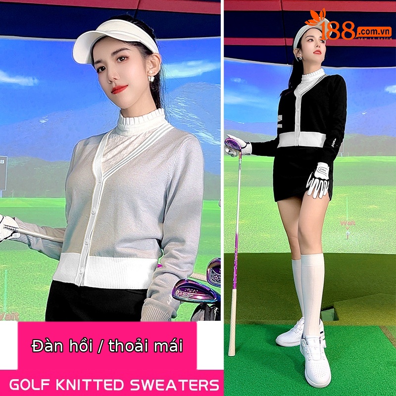 Áo khoác len nữ PGM dệt kim co giãn ấm áp dành cho golf — YF753 [vải co giãn/kết cấu khác nhau ở mặt sau] áo khoác len màu đen