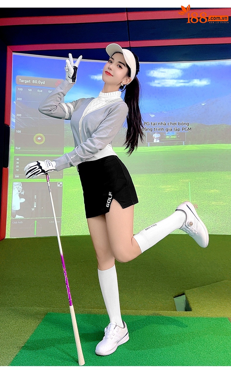 Áo khoác len nữ PGM dệt kim co giãn ấm áp dành cho golf — YF753 [vải co giãn/kết cấu khác nhau ở mặt sau] áo khoác len màu đen chi tiết 4