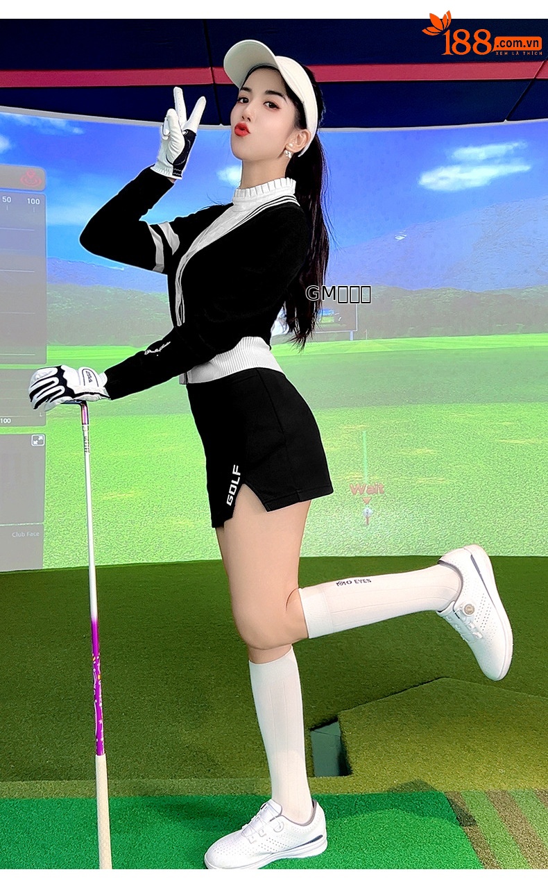 Áo khoác len nữ PGM dệt kim co giãn ấm áp dành cho golf — YF753 [vải co giãn/kết cấu khác nhau ở mặt sau] áo khoác len màu đen chi tiết 12