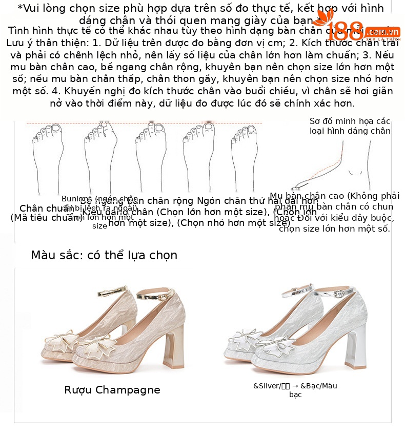 Giày Mary Jane nữ gót vuông phong cách Hàn Quốc, quai ngang nơ, đế chống thấm — Rượu sâm banh chi tiết 1