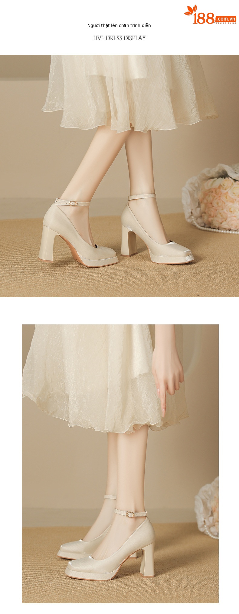 Giày Mary Jane nữ da lộn mũi vuông gót dày đế chống thấm — Đỏ rượu chi tiết 4