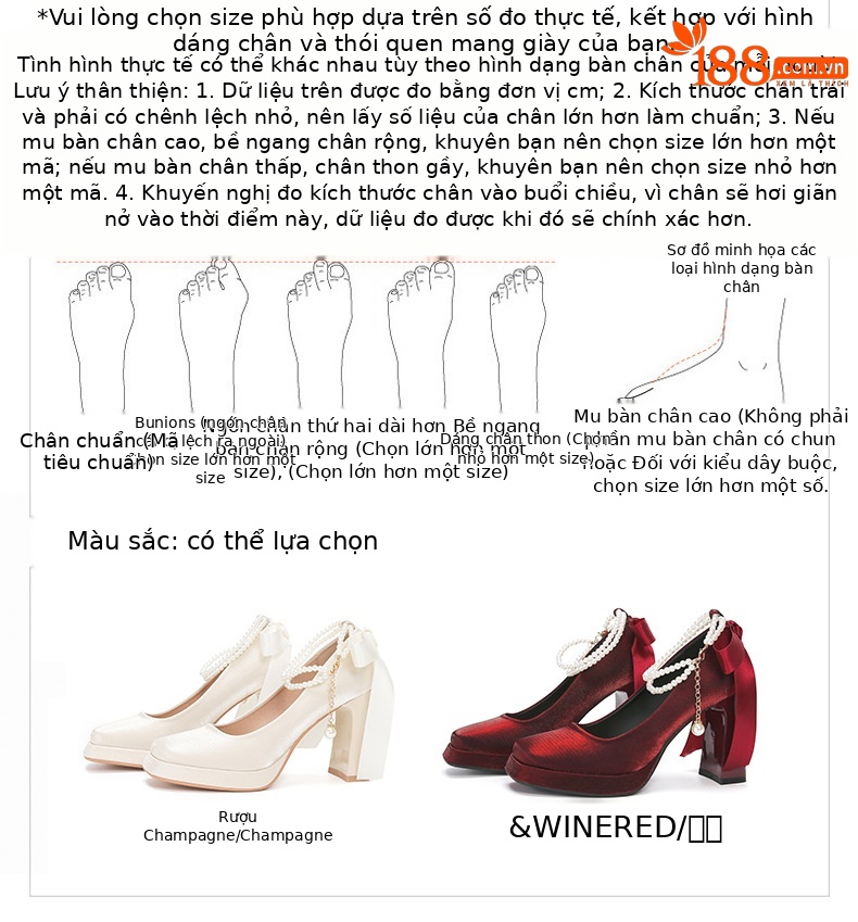 Giày Mary Jane nữ da lộn mũi vuông gót cao platform nơ — Đỏ rượu chi tiết 1