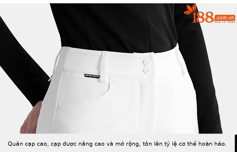 Quần dài golf nữ PGM co giãn tôn dáng xẻ tà — Quần dài màu xanh hải quân KUZ196, KUZ196 quần trắng, KUZ196 quần đen, Quần kaki KUZ196 chi tiết 13