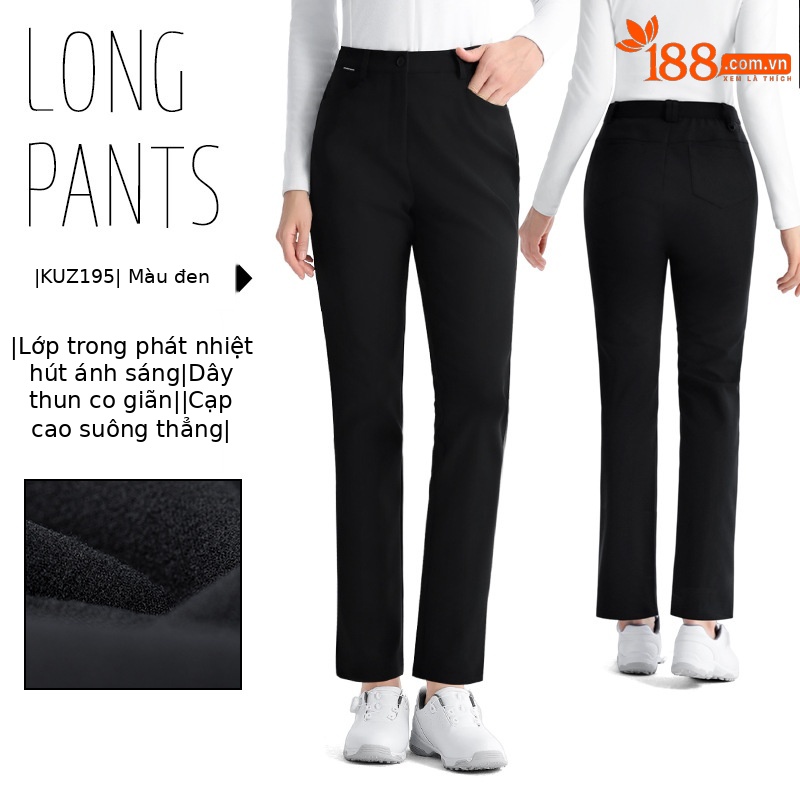 KUZ195 [Nội thất hấp thụ nhiệt/dây thun co giãn/cạp cao thẳng] quần dài đen