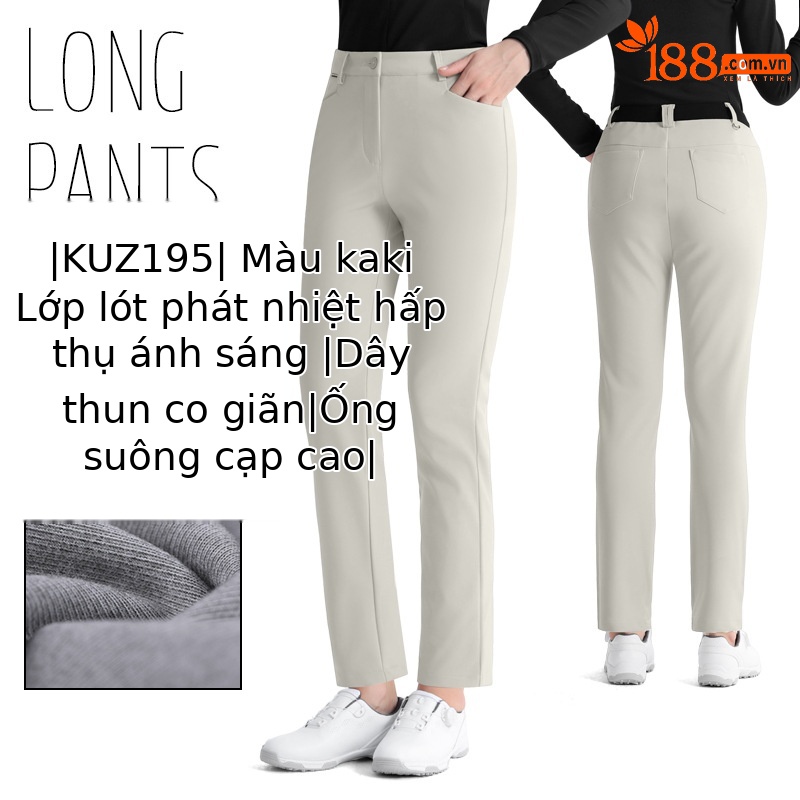 KUZ195 [Nội thất hấp thụ nhiệt/dây thun co giãn/cạp cao thẳng] quần kaki