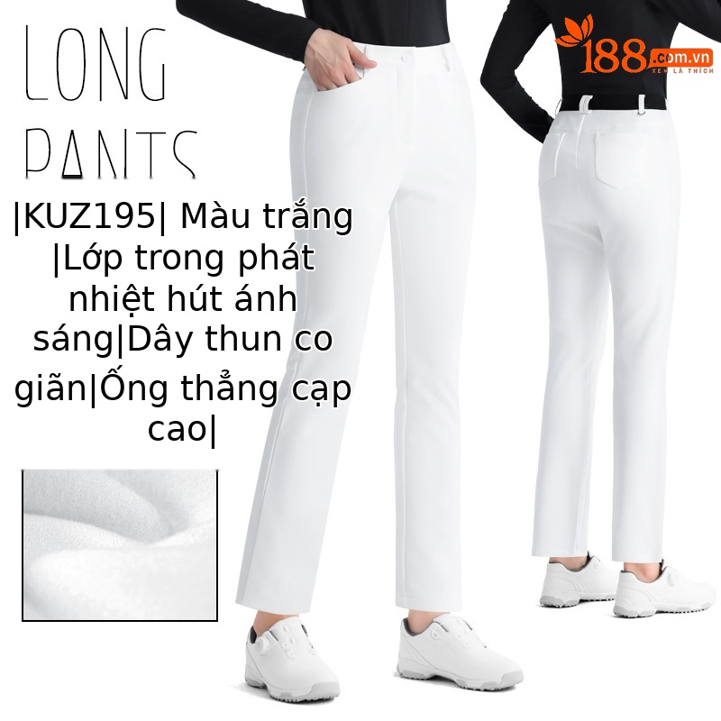 KUZ195 [Nội thất hấp thụ nhiệt/dây thun co giãn/cạp cao thẳng] quần dài trắng