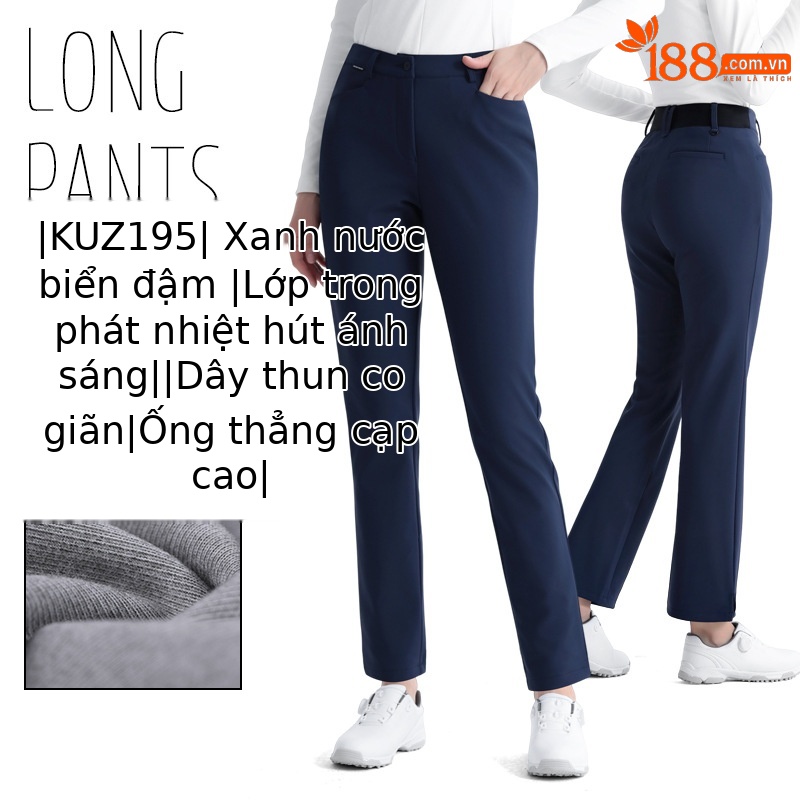 KUZ195 [Nội thất hấp thụ nhiệt/dây thun co giãn/cạp cao thẳng] Quần dài màu xanh nước ngoài