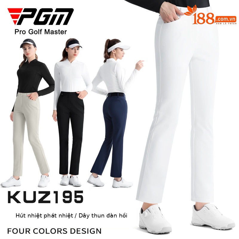 Quần dài golf nữ PGM cạp cao co giãn giữ ấm ống đứng — KUZ195 [Nội thất hấp thụ nhiệt/dây thun co giãn/cạp cao thẳng] quần dài đen, KUZ195 [Nội thất hấp thụ nhiệt/dây thun co giãn/cạp cao thẳng] quần kaki, KUZ195 [Nội thất hấp thụ nhiệt/dây thun co giãn/cạp cao thẳng] quần dài trắng, KUZ195 [Nội thất hấp thụ nhiệt/dây thun co giãn/cạp cao thẳng] Quần dài màu xanh nước ngoài