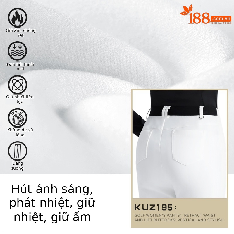 Quần dài golf nữ PGM cạp cao co giãn giữ ấm ống đứng — KUZ195 [Nội thất hấp thụ nhiệt/dây thun co giãn/cạp cao thẳng] quần dài đen, KUZ195 [Nội thất hấp thụ nhiệt/dây thun co giãn/cạp cao thẳng] quần kaki, KUZ195 [Nội thất hấp thụ nhiệt/dây thun co giãn/cạp cao thẳng] quần dài trắng, KUZ195 [Nội thất hấp thụ nhiệt/dây thun co giãn/cạp cao thẳng] Quần dài màu xanh nước ngoài