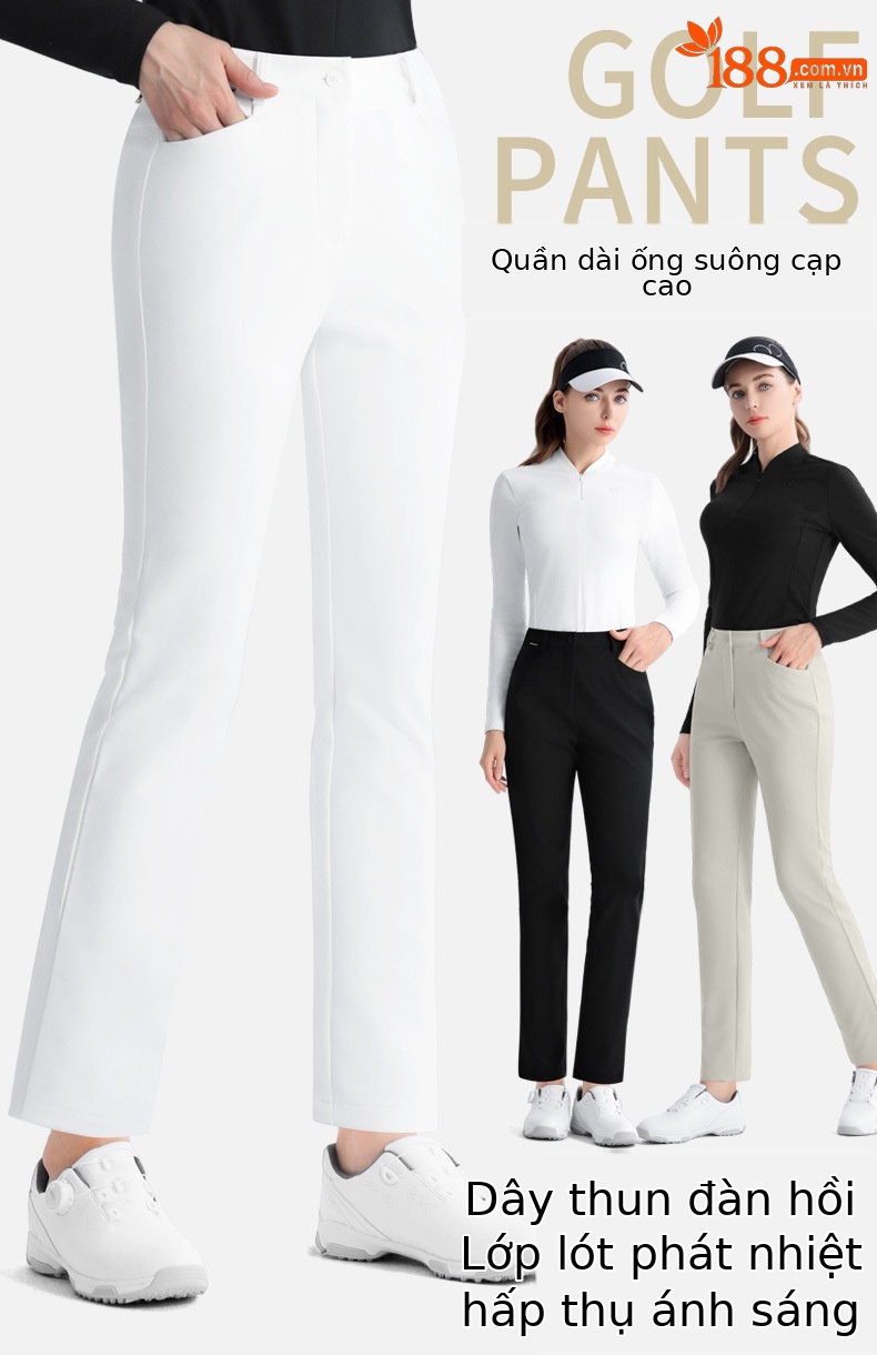 Quần dài golf nữ PGM cạp cao co giãn giữ ấm ống đứng — KUZ195 [Nội thất hấp thụ nhiệt/dây thun co giãn/cạp cao thẳng] quần dài đen, KUZ195 [Nội thất hấp thụ nhiệt/dây thun co giãn/cạp cao thẳng] quần kaki, KUZ195 [Nội thất hấp thụ nhiệt/dây thun co giãn/cạp cao thẳng] quần dài trắng, KUZ195 [Nội thất hấp thụ nhiệt/dây thun co giãn/cạp cao thẳng] Quần dài màu xanh nước ngoài chi tiết 2