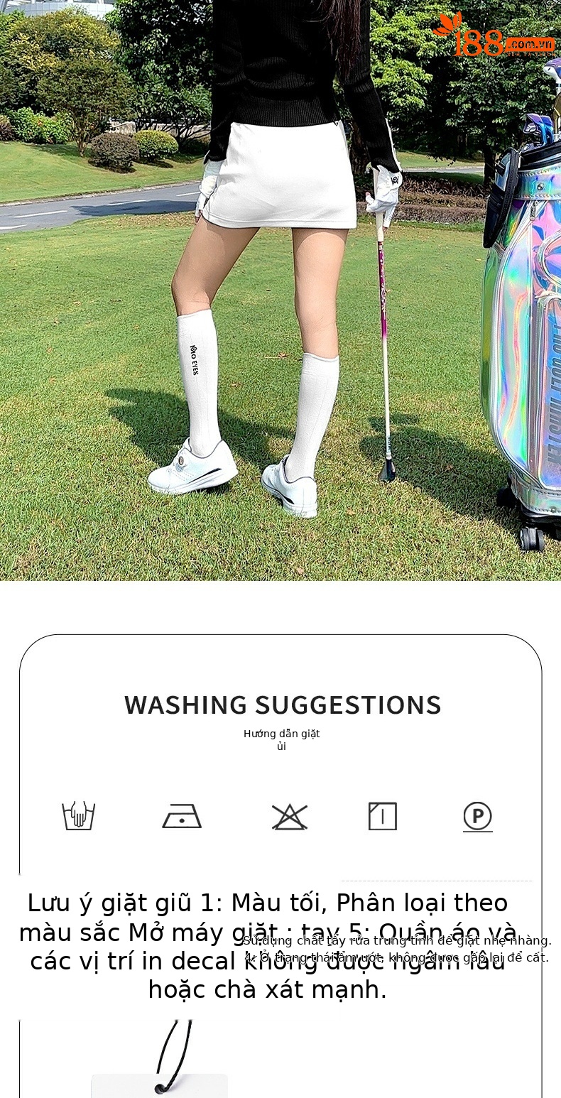 Áo len nữ chơi golf PGM cổ tim đào mùa thu đông ấm áp — YF754 [váy len ấm/thiết kế rỗng/viền và giảm béo] áo len trắng chi tiết 11