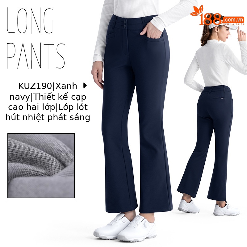 KUZ190-Quần ống loe màu xanh hải quân