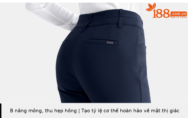 Quần golf nữ PGM hai lớp cạp cao ống loe giữ ấm tôn dáng — KUZ190-Quần ống loe màu đen, KUZ190-Kaki Sừng, KUZ190-Quần ống loe màu xanh hải quân, KUZ190-Quần ống loe màu trắng chi tiết 14