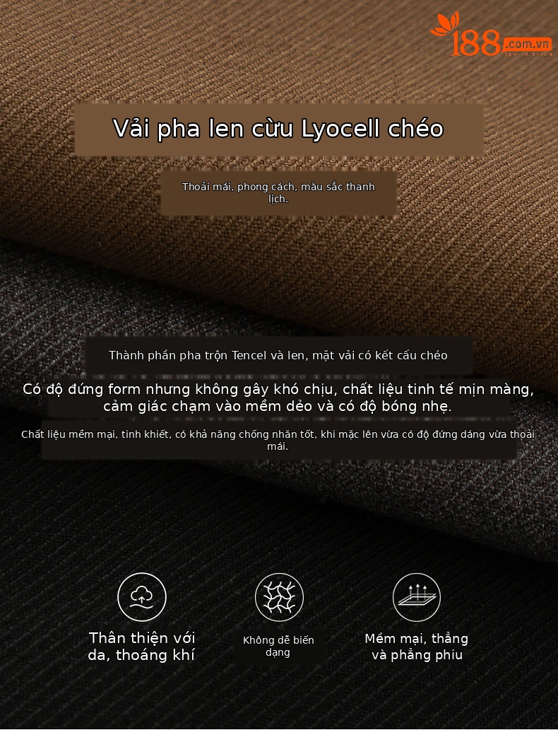 Quần tây nữ dáng suông ống rộng chất Tencel dày dặn mùa thu đông — Màu đen chi tiết 1