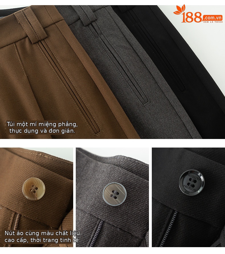 Quần tây nữ dáng suông ống rộng chất Tencel dày dặn mùa thu đông — Màu đen chi tiết 15