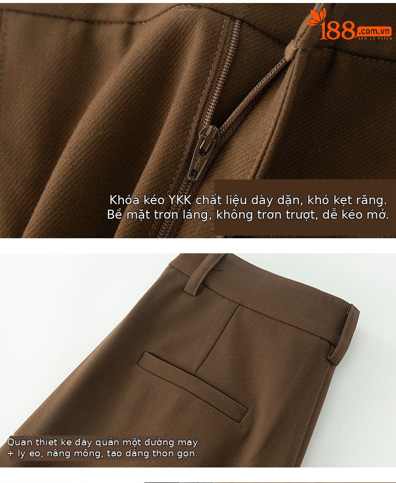 Quần tây nữ dáng suông ống rộng chất Tencel dày dặn mùa thu đông — Màu đen chi tiết 16