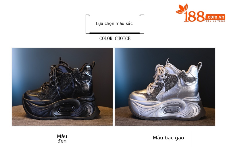 Giày sneaker nữ chunky đế dày độn cao lót nhung giữ ấm mùa đông — Màu đen lót nhung chi tiết 2