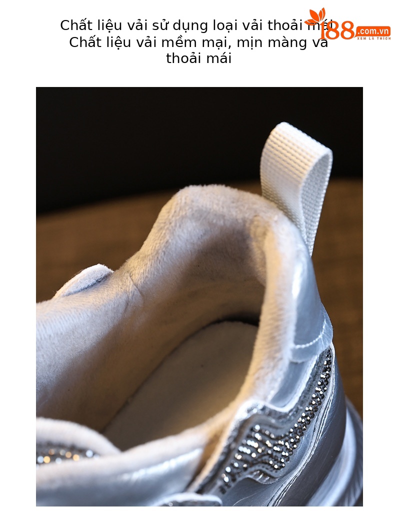 Giày sneaker nữ chunky đế dày độn cao lót nhung giữ ấm mùa đông — Màu đen lót nhung chi tiết 8