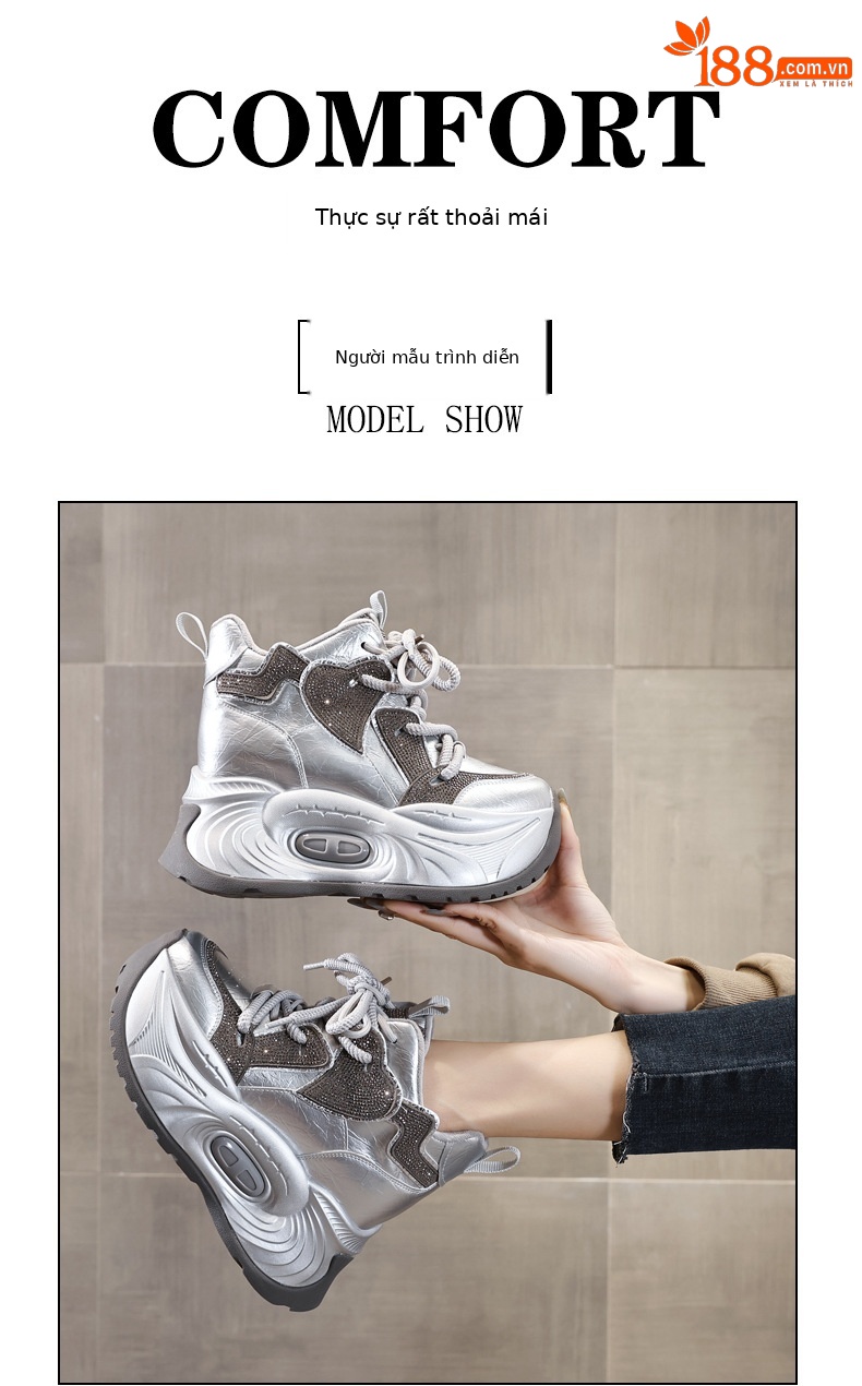 Giày sneaker nữ chunky đế dày độn cao lót nhung giữ ấm mùa đông — Màu đen lót nhung chi tiết 11