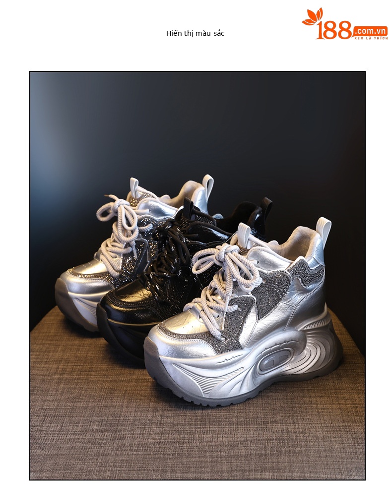 Giày sneaker nữ chunky đế dày độn cao lót nhung giữ ấm mùa đông — Màu đen lót nhung chi tiết 18