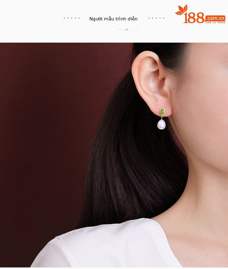 Bông tai nữ đính ngọc trai nước ngọt mạ vàng bạc S925 hình trứng — Kiểu màu bạc, Kiểu màu vàng chi tiết 5
