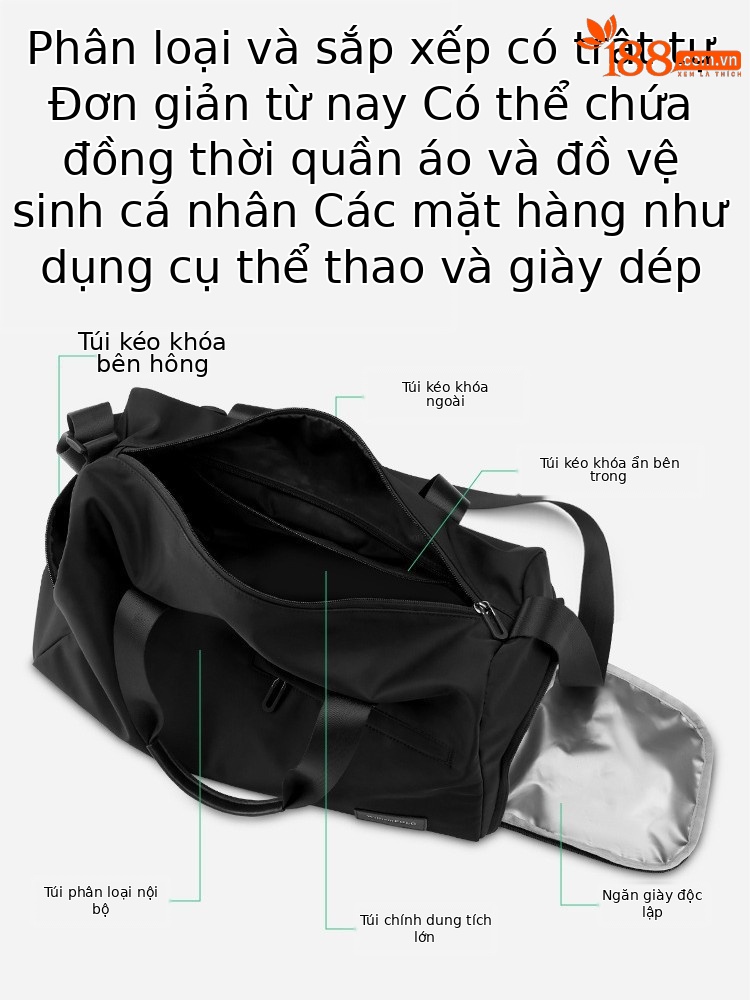 Túi du lịch nam ngăn khô ướt dung tích lớn chống nước
