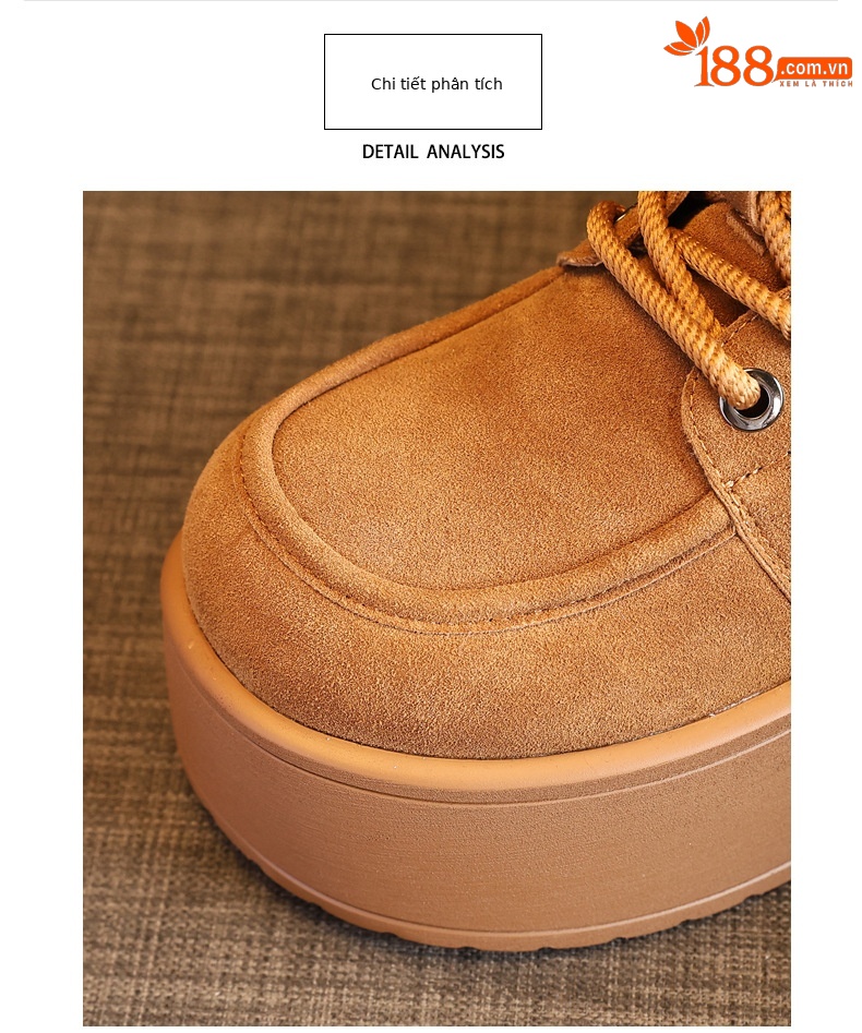 Giày boot nữ cổ cao đế dày tăng chiều cao, lót nhung ấm mùa đông — Màu cà phê chi tiết 6